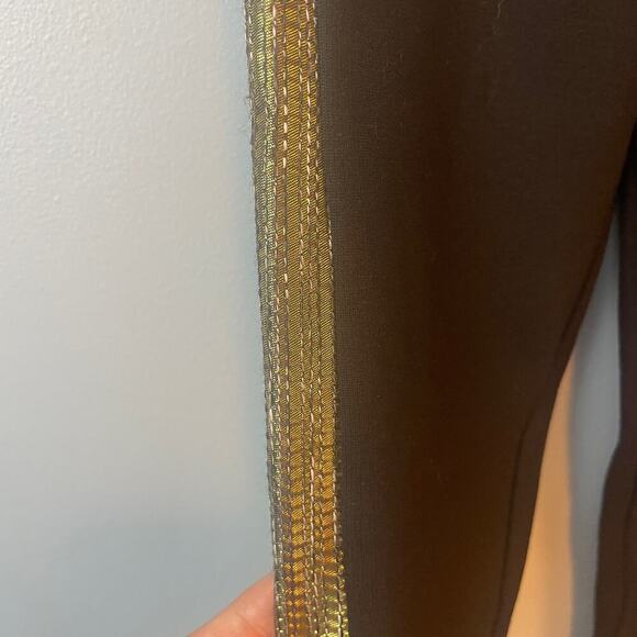 Gianni Bini GB Juniors Black Leggings with gold sequin leg stripe - Picture 4 of 5